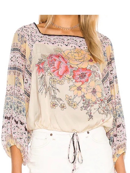 Free People Tops - Free People Floral Peasant Blouse - Pink/Cream/Yellow (B1)